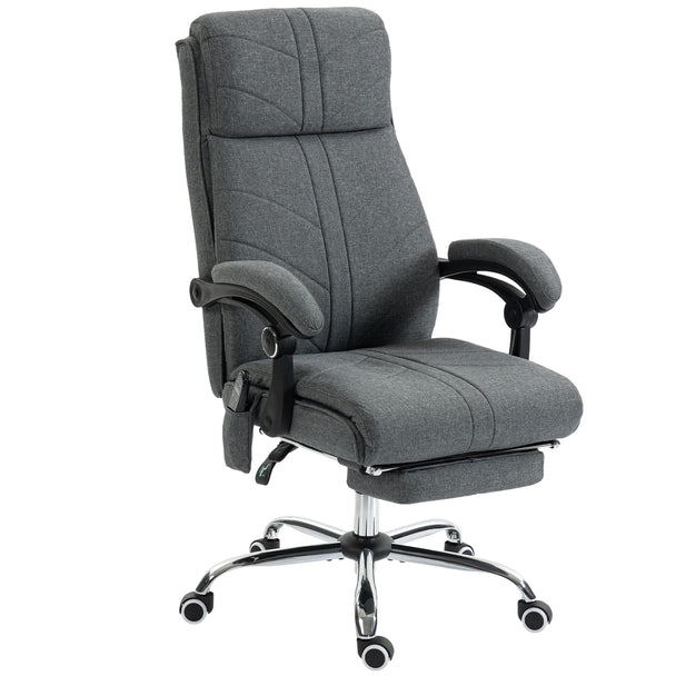 Vinsetto High Back Vibration Massage Office Chair with Footrest, Heated, Grey