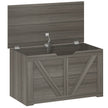 HOMCOM 100L Home Storage Box, with Safety Hinge - Dark Grey Wood-Effect