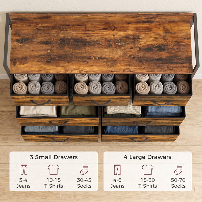HOMCOM Chest of Drawers with 7 Drawers, Industrial Fabric Storage Unit with Top Shelf and Steel Frame for Bedroom – view 4