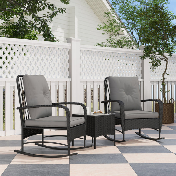 Rattan rocking chair bistro set – image 2