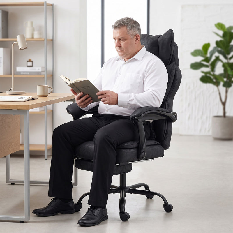 HOMCOM Executive Office Chair, Leathaire Big and Tall Office Chair 180 kg with Wide Seat, Reclining, Lumbar Support – view 8