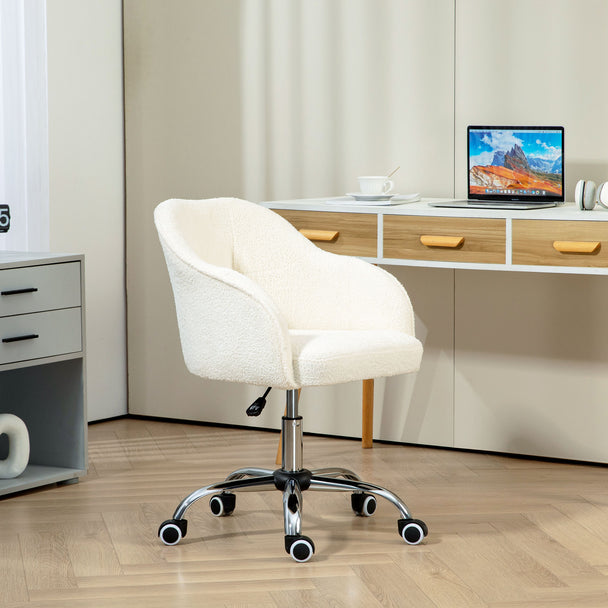 Teddy fleece tub office chair – cream white – image 2