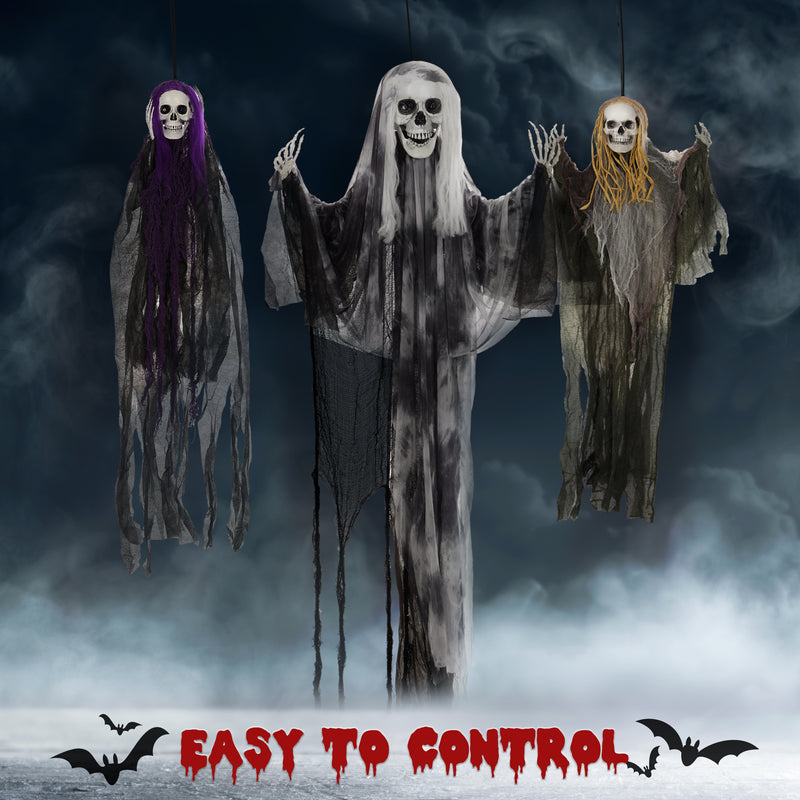 Set of 3 Hanging Skeleton Ghost Decorations – 90/110/170cm – image 5 of 9