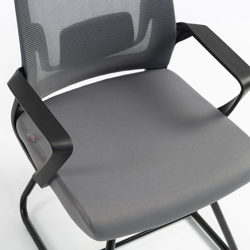 HOMCOM Desk Chair No Wheels, Office Chair with Mesh Back, Lumbar Support, Metal Base for Waiting Room, Conference Room – view 10