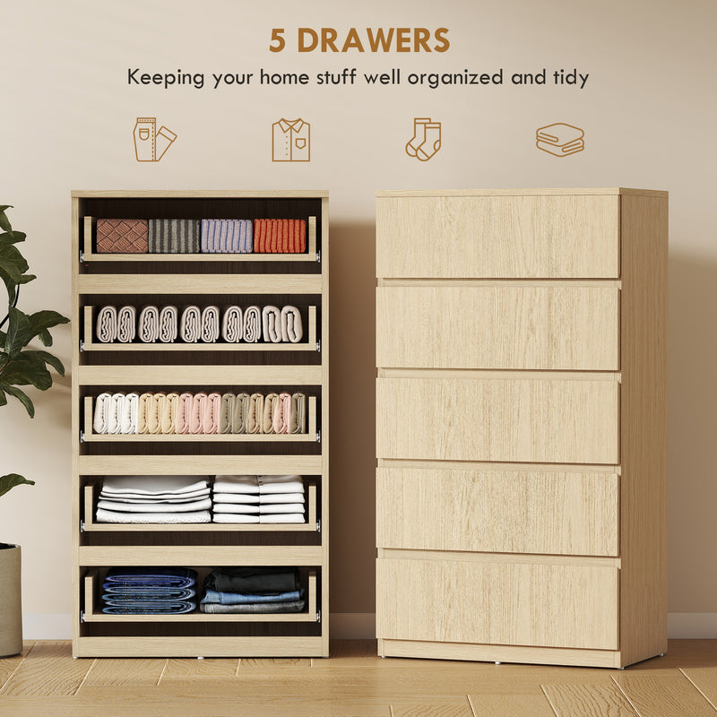 HOMCOM Chest of Drawers, 5-Drawer Storage Cabinets, Modern Dresser, Storage Drawer Unit for Bedroom – view 4