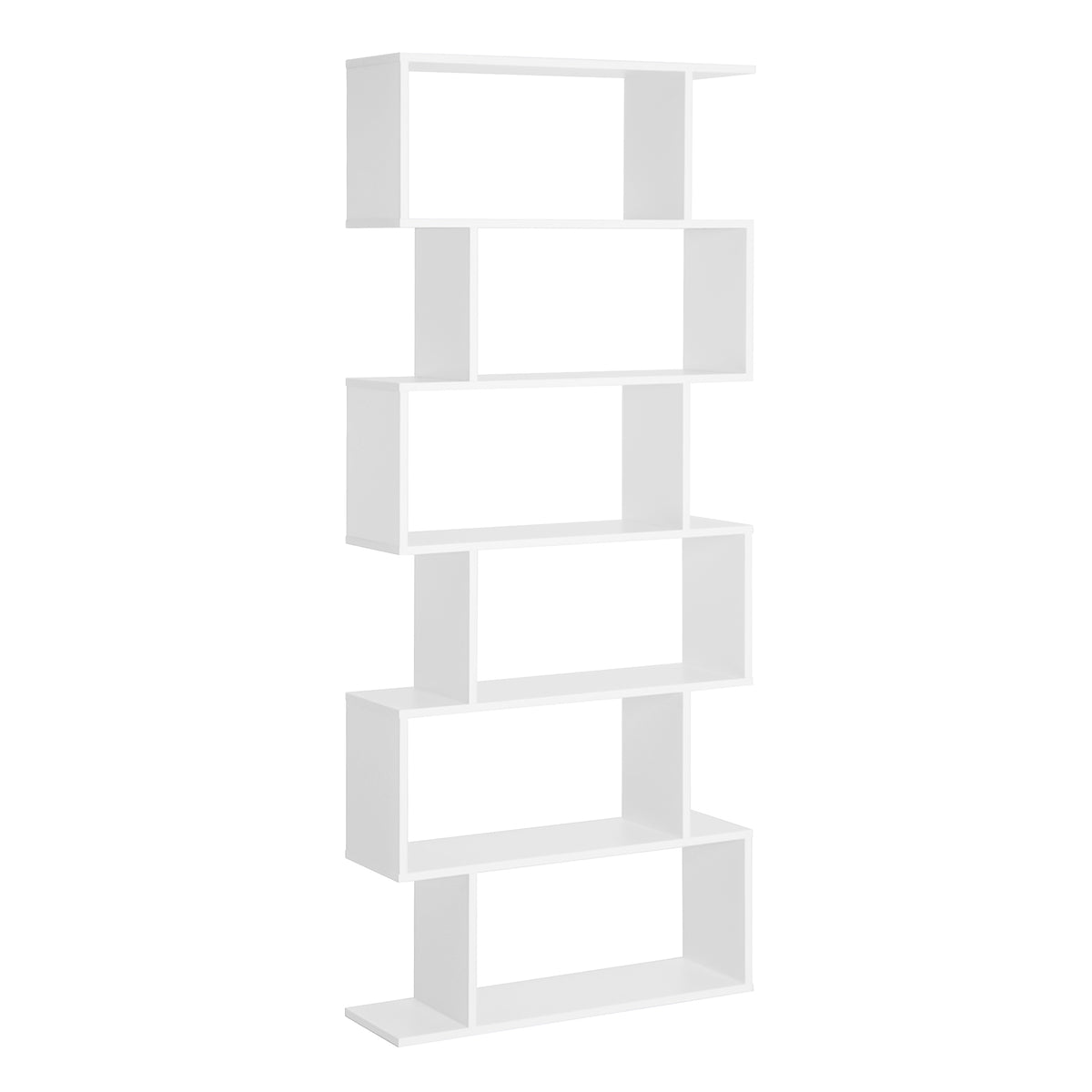192 cm S-Shaped 6-Tier Bookcase – White