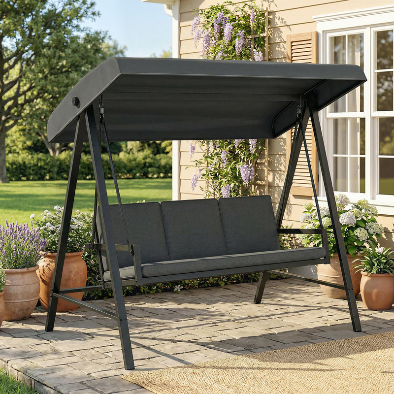 Dark grey 3-seater swing – image 3