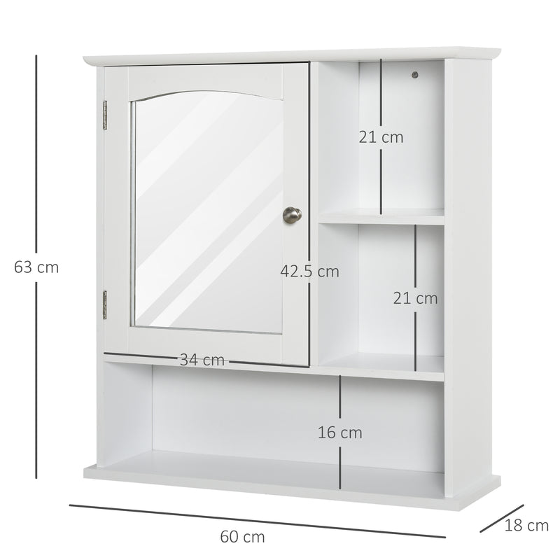 White wall mirror cabinet with open shelves – image 3