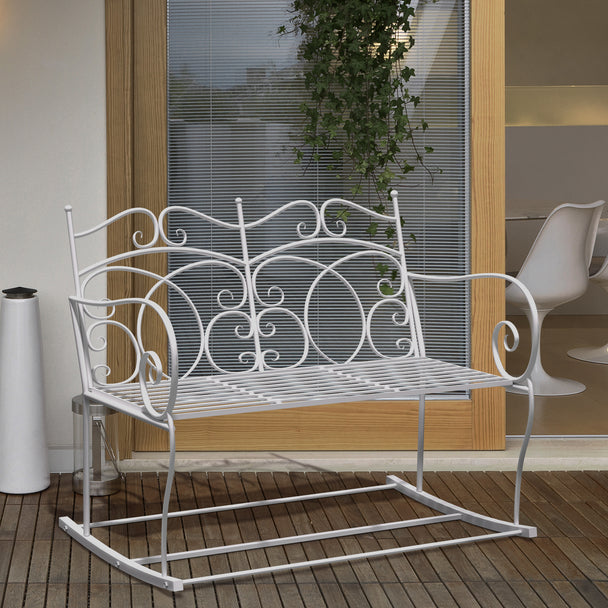 White rocking garden bench – image 2