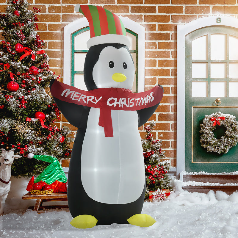 8ft Penguin displayed outside a decorated home
