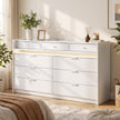 HOMCOM Chest of Drawers for Bedroom with LED Light & Charging Station, 9 Drawers Storage Unit/TV Stand, White – view 2