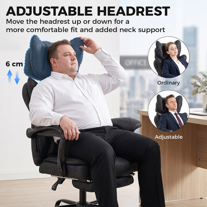 HOMCOM Executive Office Chair, Leathaire Big and Tall Office Chair 180 kg with Wide Seat, Reclining, Lumbar Support – view 5