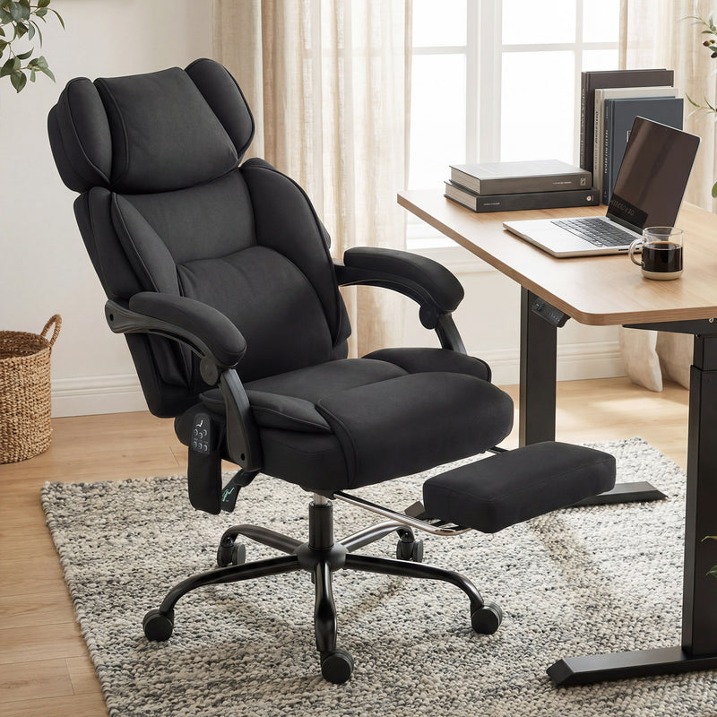 HOMCOM High Back Vibration Massage Office Chair Heated Reclining Computer Chair w/ Adjustable Height, Swivel Wheels – view 10