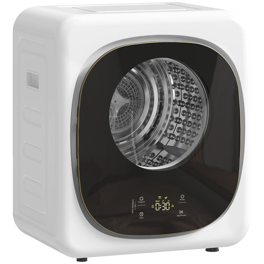 White 4 kg compact vented tumble dryer with touch display and see-through door