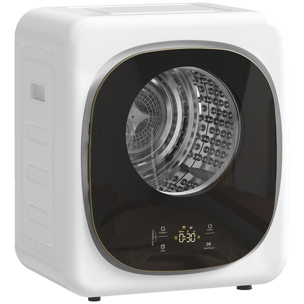 HOMCOM 4kg Vented Tumble Dryer with 5 Drying Mode, 800W Compact Freestanding Front Tumble Dryer White