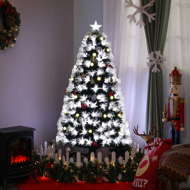 HOMCOM 5ft White Light Artificial Christmas Tree w/ 180 LEDs Star Topper Tri-Base Full Bodied Seasonal Decoration – view 2