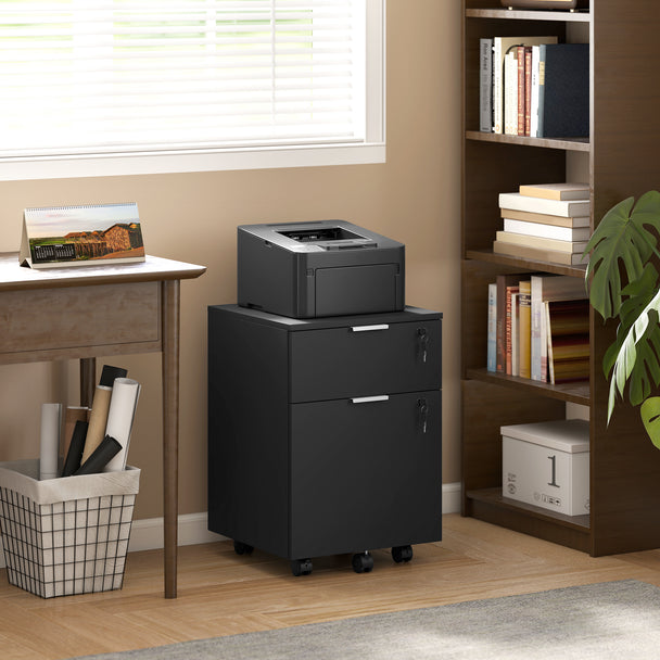 HOMCOM Two-Drawer Lockable Filing Cabinet - Black – view 2