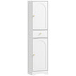 Tall white 170 cm bathroom cabinet with arched doors, drawer and gold-tone knobs