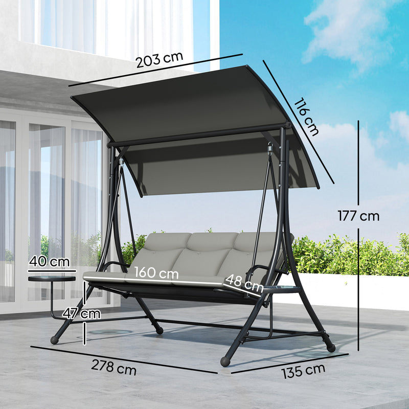 3-seater swing seat with glass tables – image 4