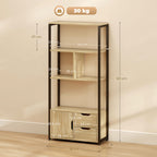 4-Tier Bookcase, Bookshelf with 1 Cabinet and 2 Drawers for Living Room, Bedroom, Study, Natural Wood