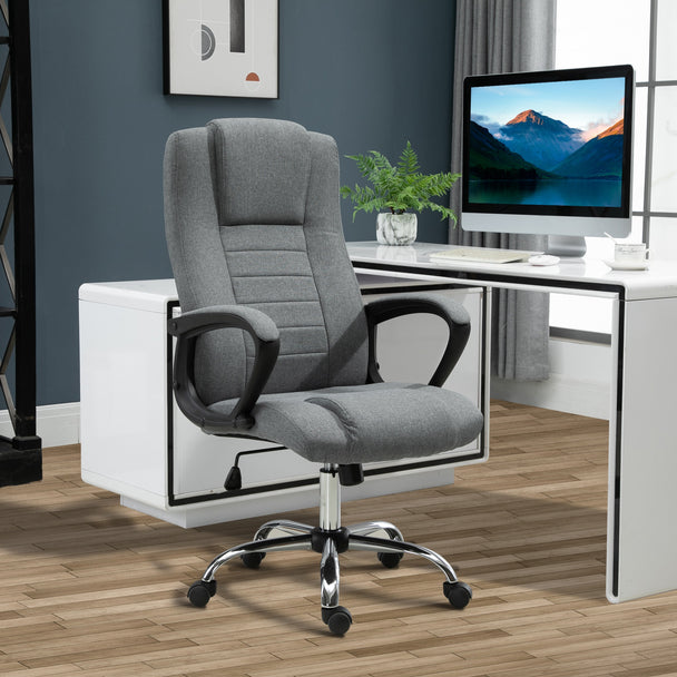 Linen-look high-back office chair – image 2