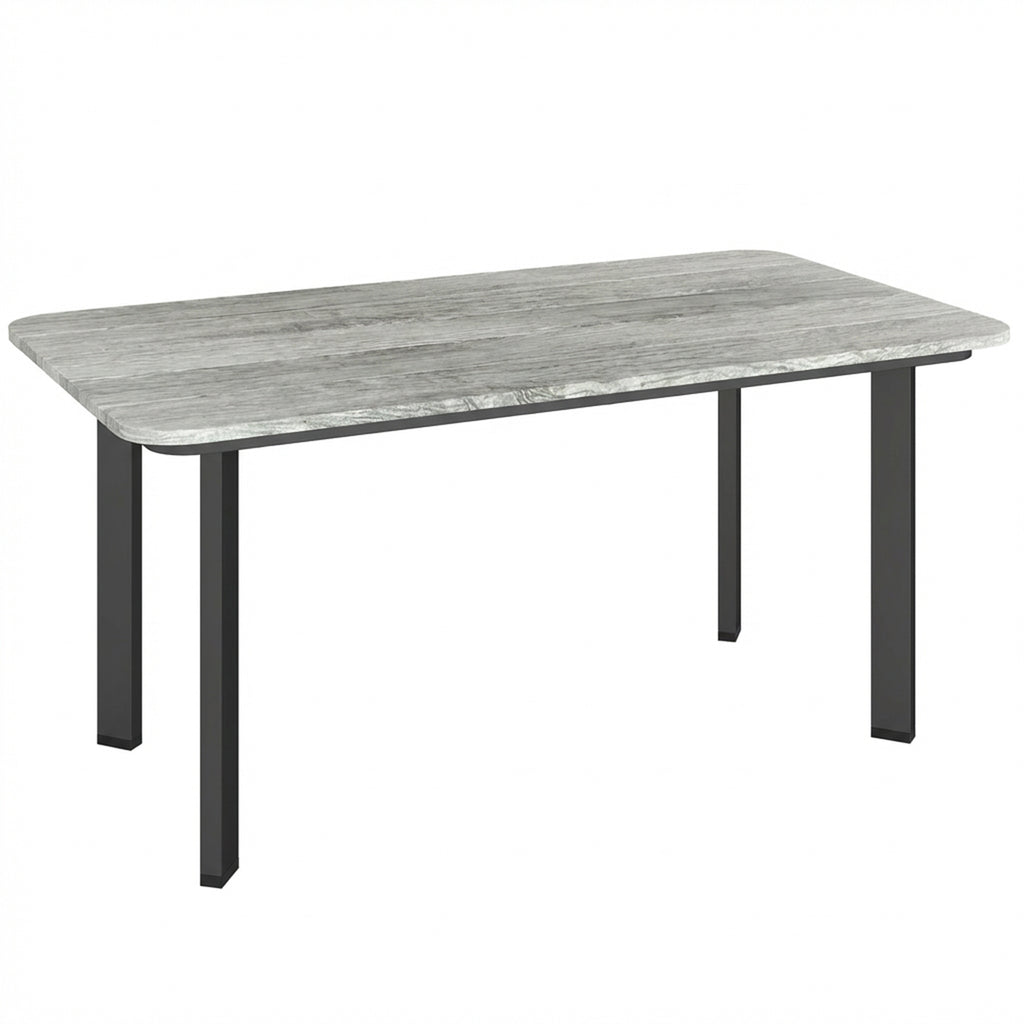 Outdoor Garden Coffee Table, Garden Table with Slatted Wood Plastic Composite Top and Metal Frame, Grey