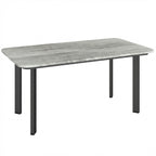 Outdoor Garden Coffee Table, Garden Table with Slatted Wood Plastic Composite Top and Metal Frame, Grey