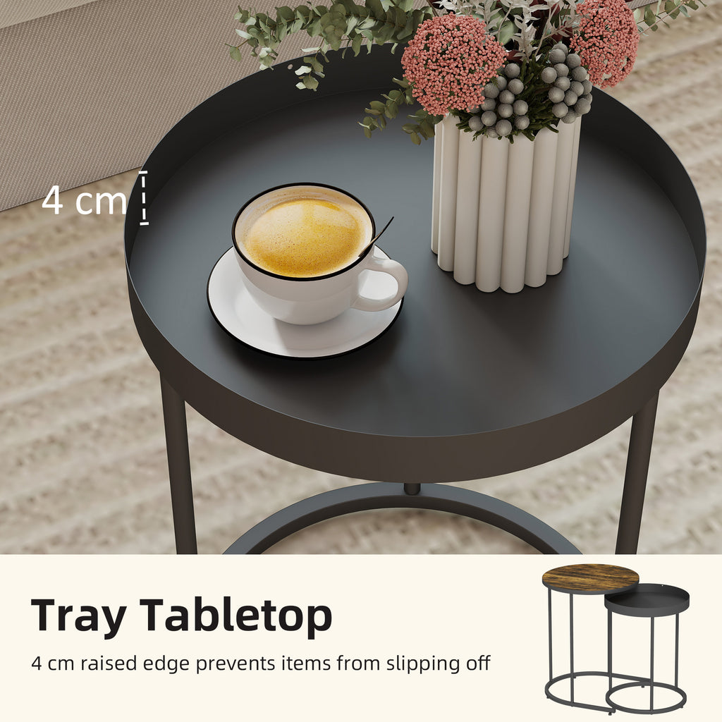 Set of Two Industrial Nesting Tables - Brown/Black