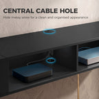 Wall Mounted TV Stand with RGB LED Lights, Floating Entertainment Centre for 75 Inch TV, Black