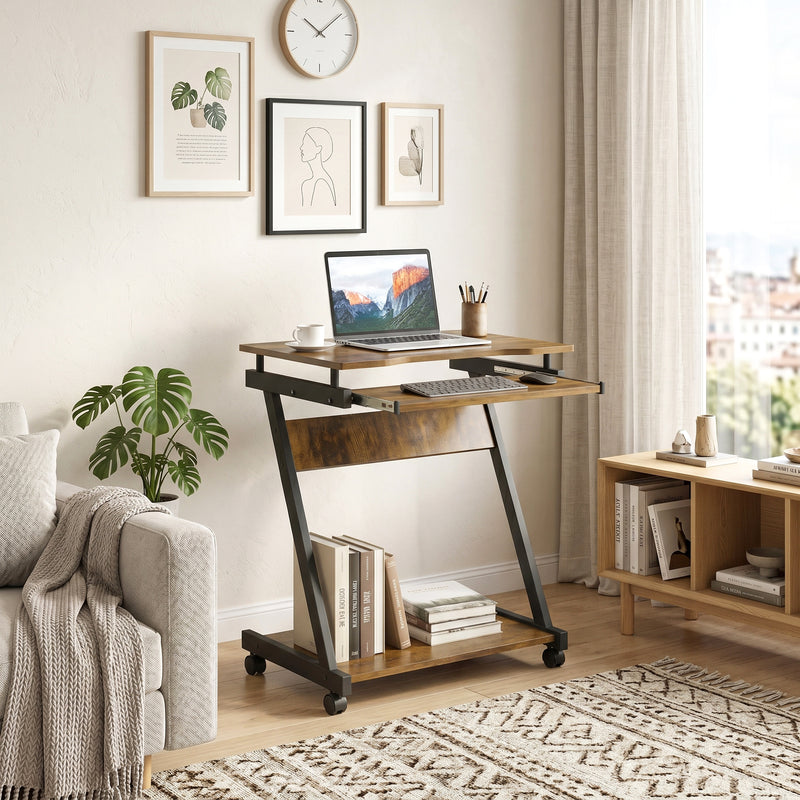 HOMCOM Movable Computer Desk with 4 Moving Wheels and Keyboard Tray – view 8