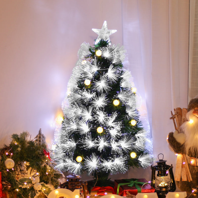 HOMCOM 3ft White Light Artificial Christmas Tree w/ 90 LEDs Star Topper Tri-Base Full Bodied Seasonal Decoration – view 2