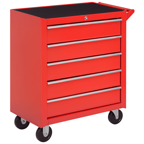 5-Drawer Lockable Rolling Tool Cabinet – Red – image 1 of 9