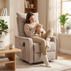 Recliner Armchair, Chenille Recliner Chair with Massage and Heat, 360° Swivel Rocking Manual Recliner, Brown