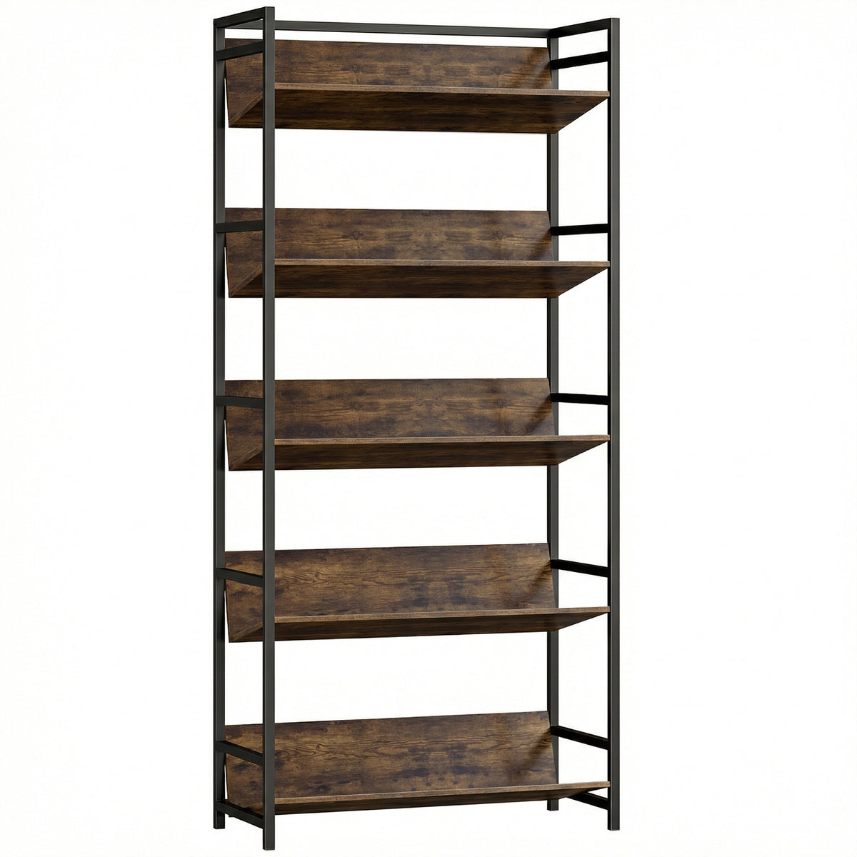 174 cm 5-Tier Room Divider Bookcase – Rustic Brown