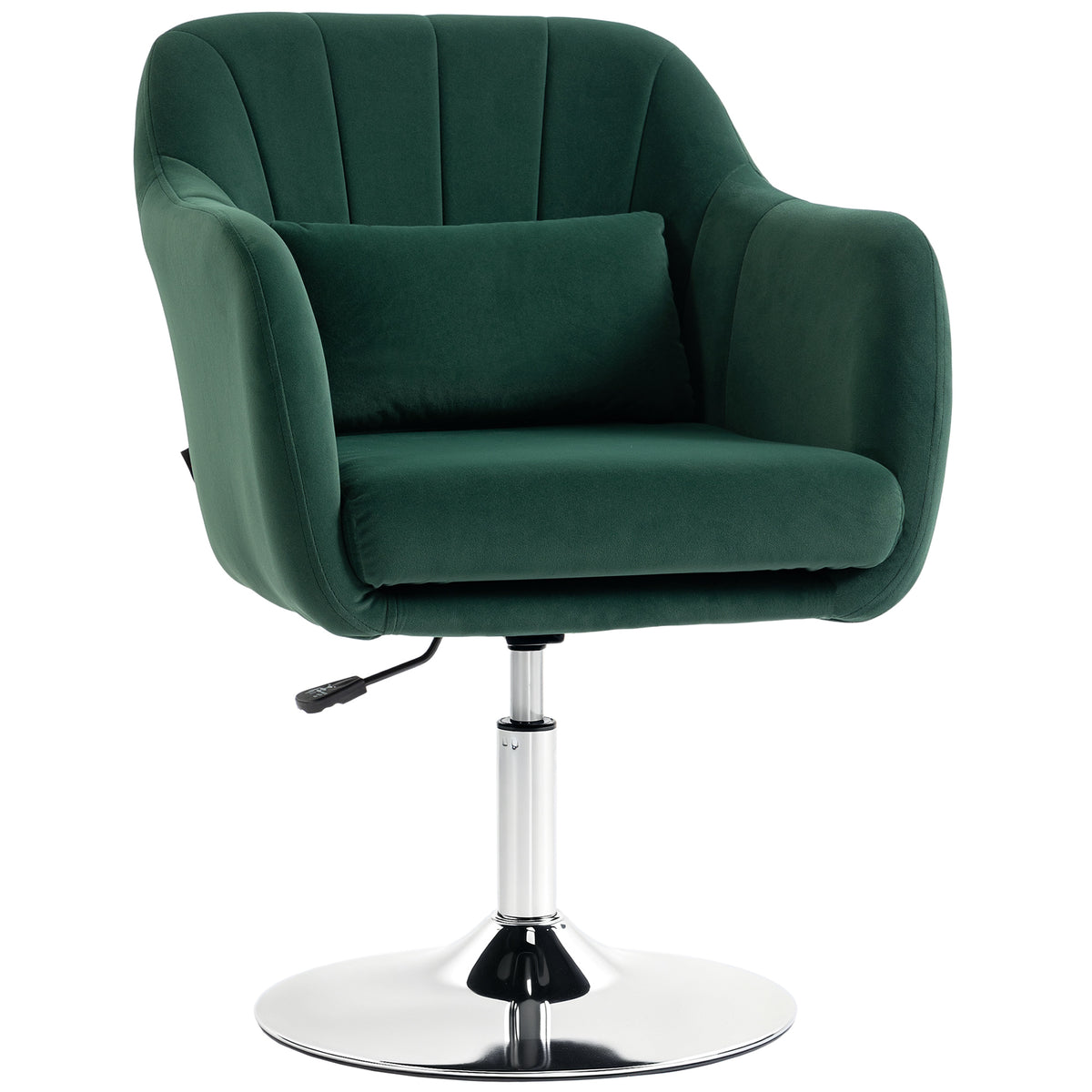 Height-Adjustable Velvet Swivel Tub Chair – Dark Green