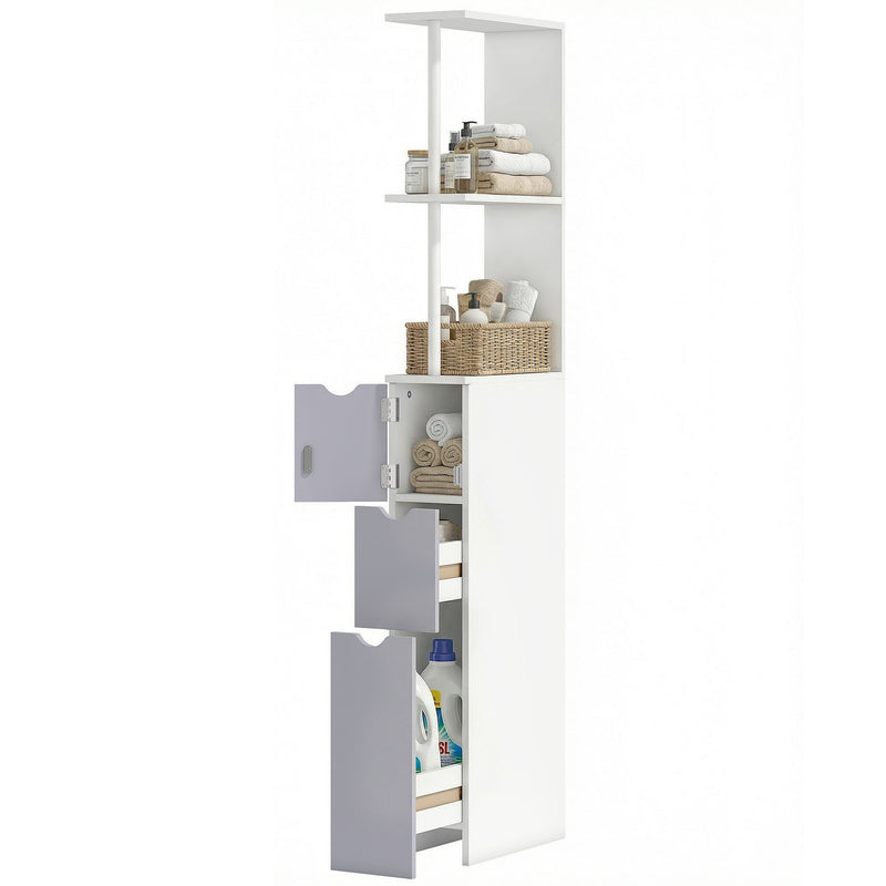 Slim white and grey bathroom cabinet – image 10