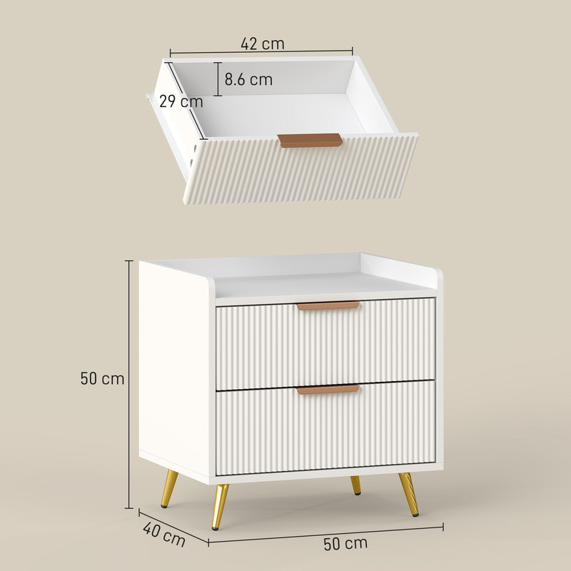 White 2-drawer bedside table – image 3