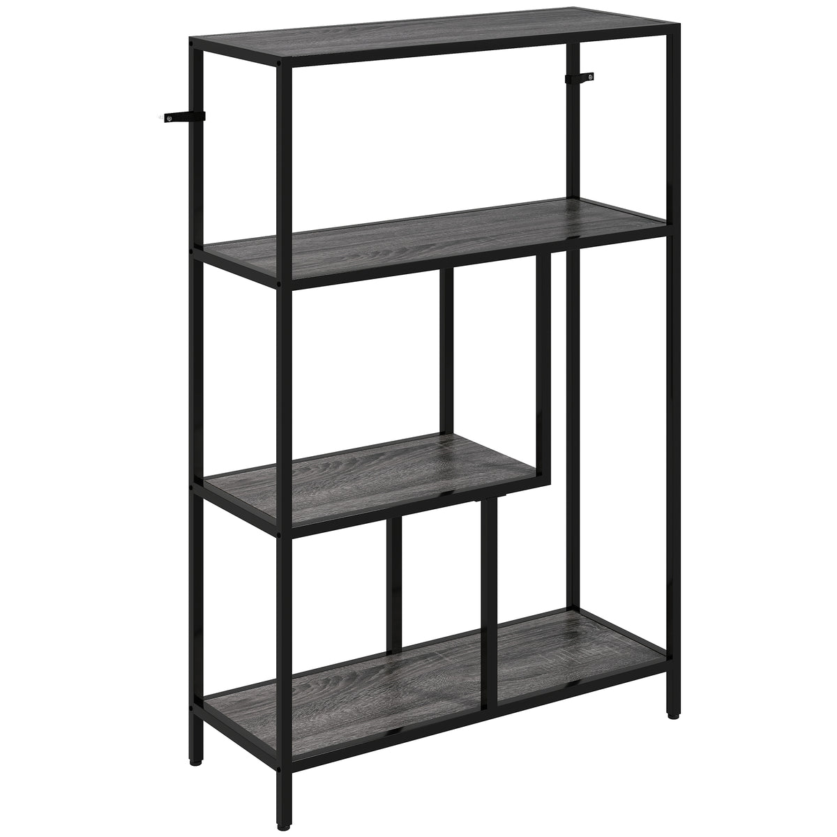 4-Tier Open Industrial Bookshelf – Charcoal Grey