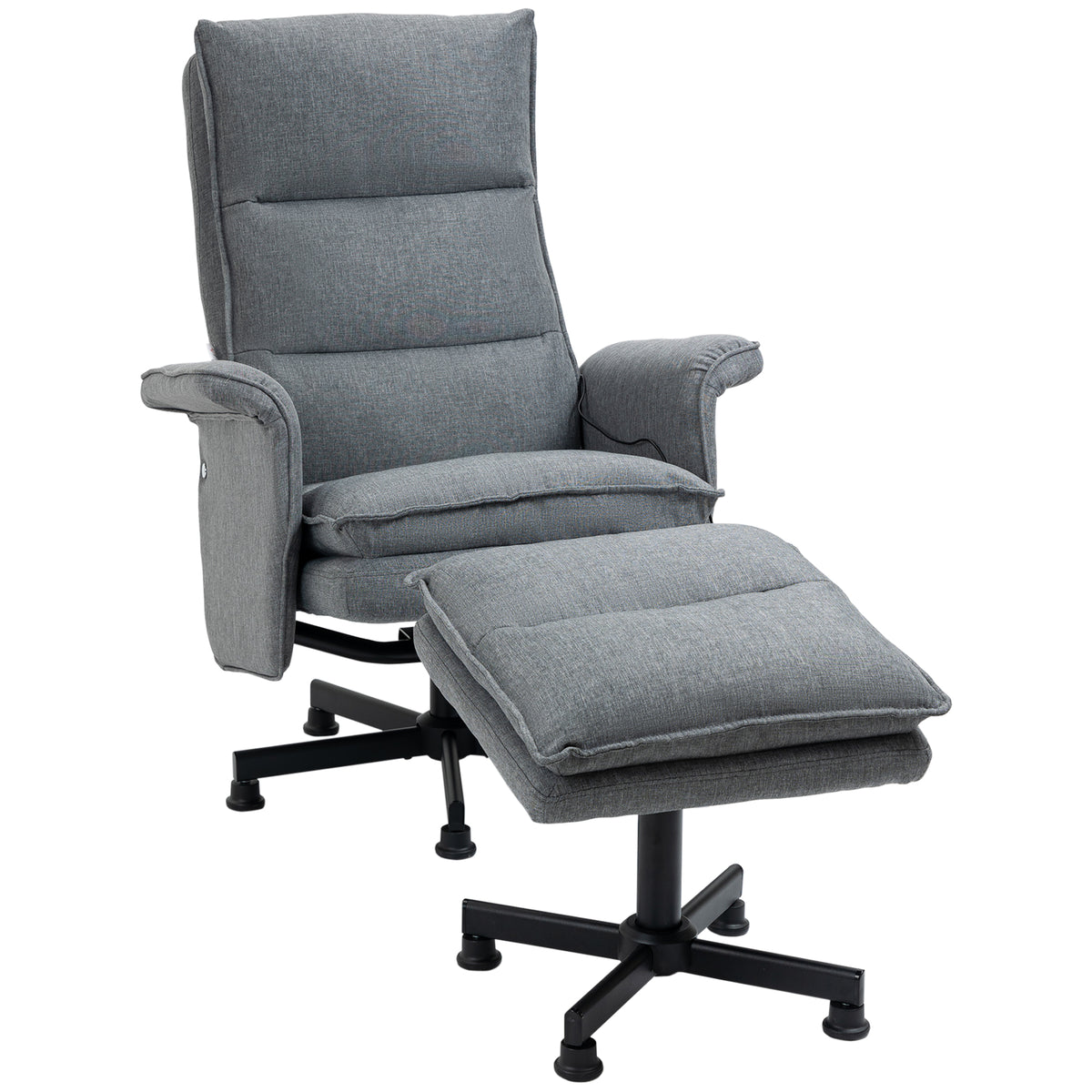 135° Massage Swivel Recliner & Footstool – Grey
