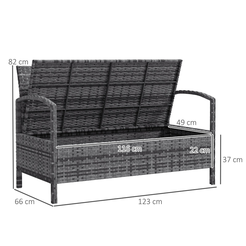 Outsunny 125L Storage Garden Bench, with Cushion - Grey – view 3