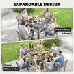 Extending slatted aluminium garden table dark grey – image 4