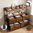 HOMCOM Chest of Drawers, Bedroom Fabric Dresser with 5 Drawers, Storage Organiser Unit with Open Shelves, Rustic Brown – view 7