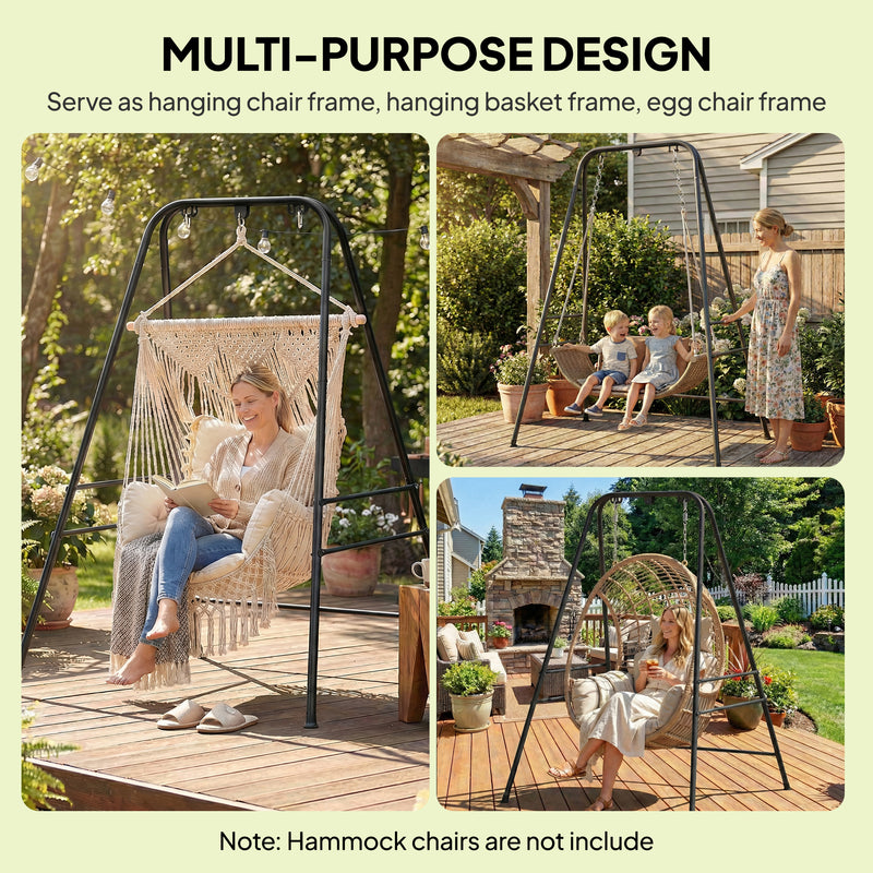 Outsunny Hammock Chair Stand Only, 150KG Load Capacity, for Indoor Outdoor, Black – view 4