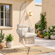 Outsunny Hanging Chair Outdoor Hammock Chair with Soft Cushion, Cotton Rope Boho Style Swing Chair, Hanging Garden – view 8