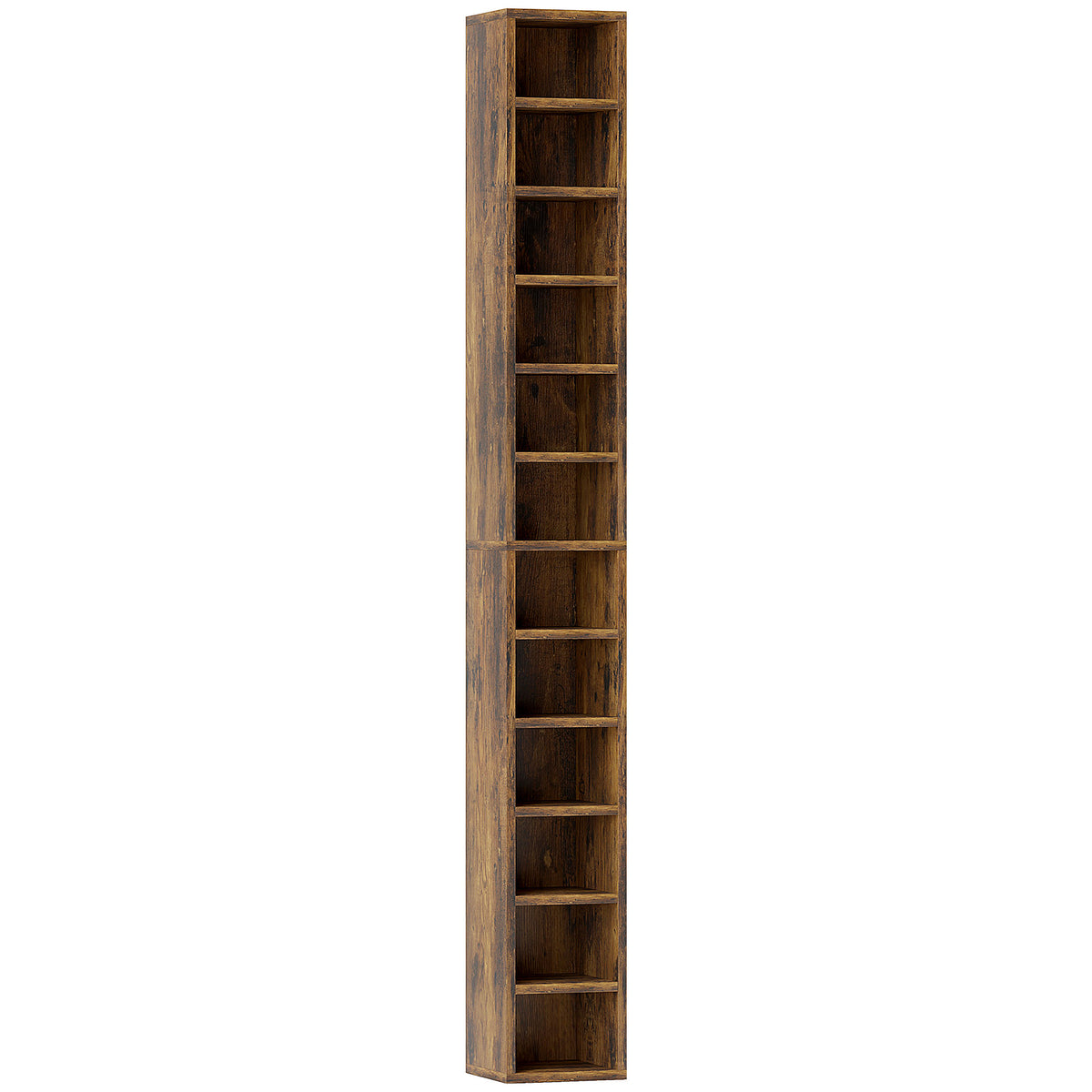 204-CD Tall Narrow Media Storage Tower – Rustic Brown