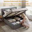 Dark grey tufted king ottoman bed – image 4