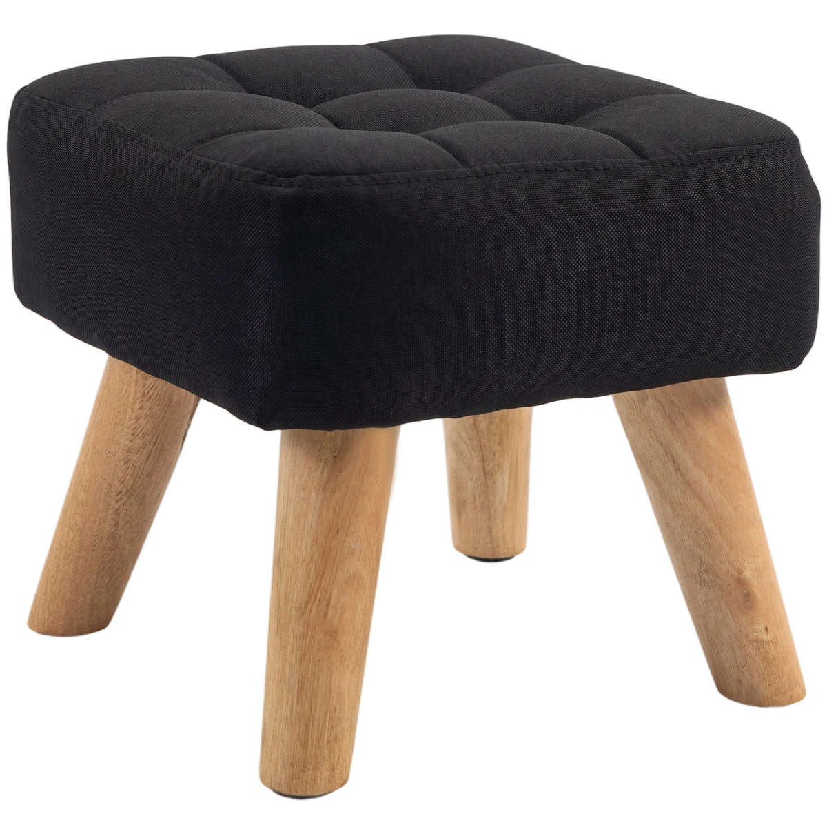 27 cm Tufted Square Padded Footstool – Black