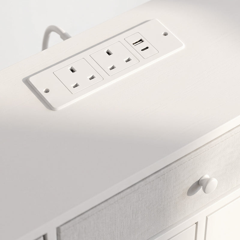 HOMCOM Chest of Drawers for Bedroom with LED Light & Charging Station, 9 Drawers Storage Unit/TV Stand, White – view 10