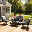 4-piece wide-seat rattan set, black – image 3