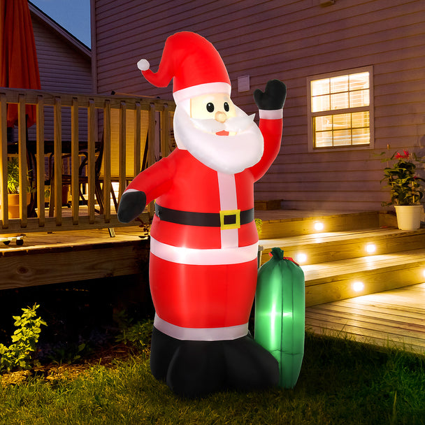 7.5ft Santa displayed outside a decorated home